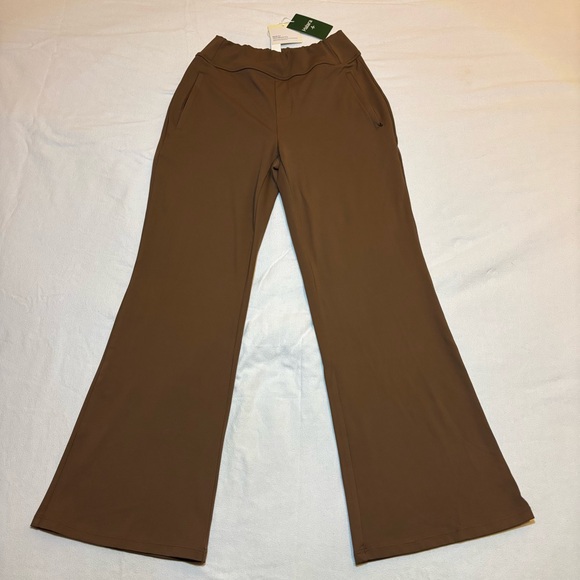 HALARA Pants - Halara Flex Mid Rise Side Zipper Pocket Work Flare Pants XS Petite Brown Stretch